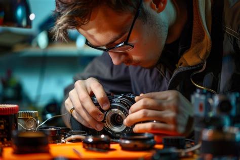 Professional Camera Technician Repairing a Camera
