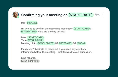 Professional Email Meeting Confirmation Template