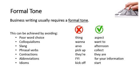 Professional Language Maintaining a Formal Tone