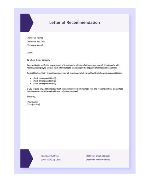 Professional Letters of Recommendation for Employment