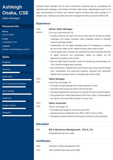 Professional Manager Resume Templates