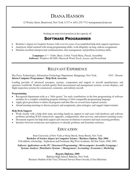 Programmer Resume Template Docx