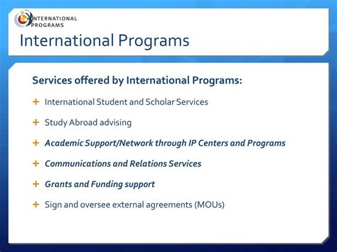 Programs and Services Offered