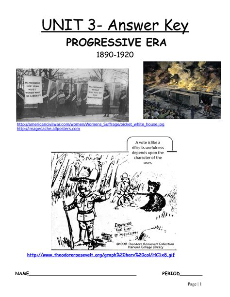 Progressive Era Worksheet Answer Key