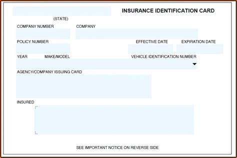 Progressive Blank Fillable Fake Car Insurance Card Template