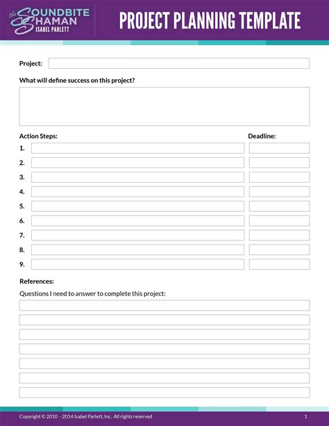 Project Plan Template Free