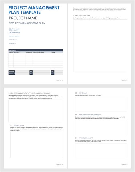 Project Management Plan Template Free Download