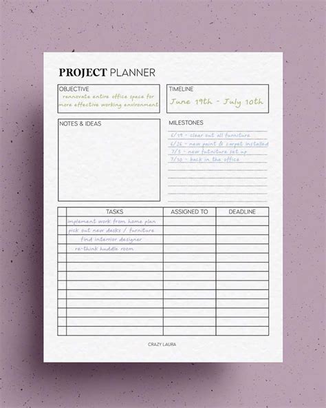 Project Planner Worksheet