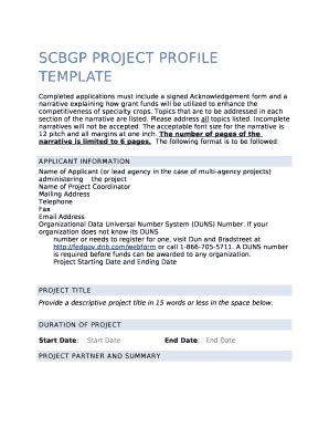 Project Profile Template Sample