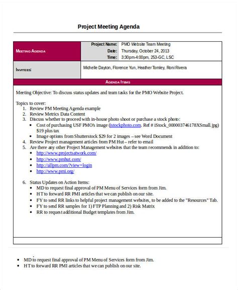 Project Agenda Template 6+ Free Word, PDF Documents Download