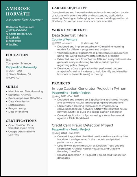 Projects For Data Science Resume