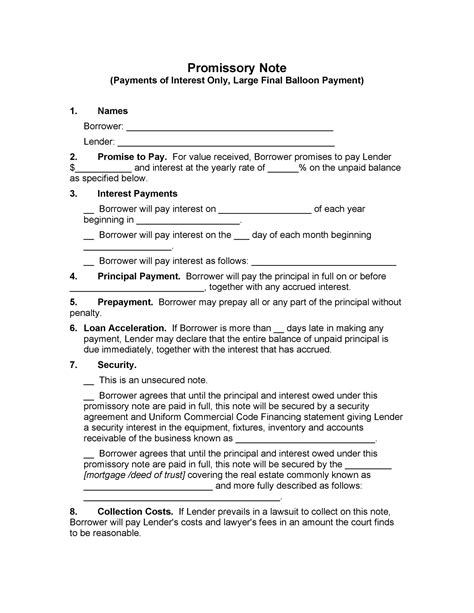 Promissory Note Example | Free Word Templates