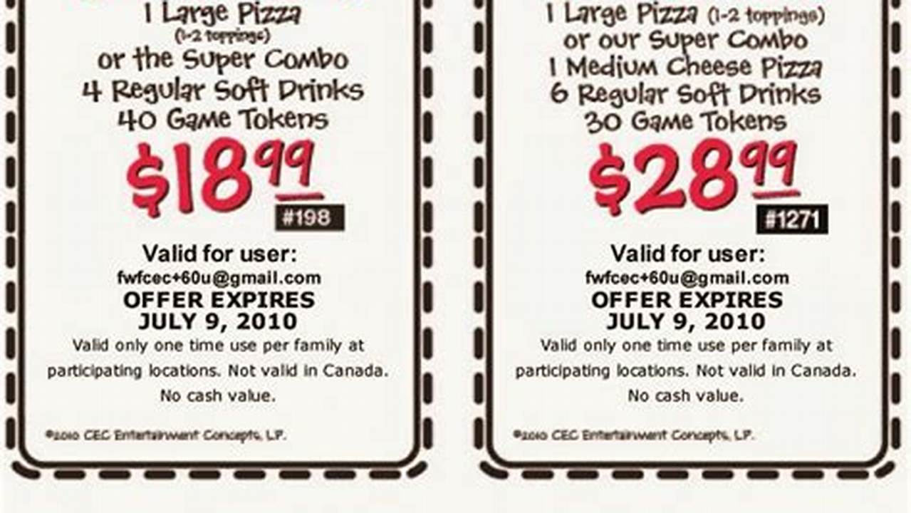 Promo Code Chuck E Cheese Coupons 2024 Printable