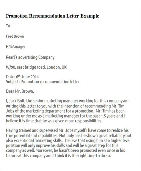 Promotion Letter in Word Templates at