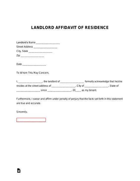 Proof Of Residency Letter From Landlord Template