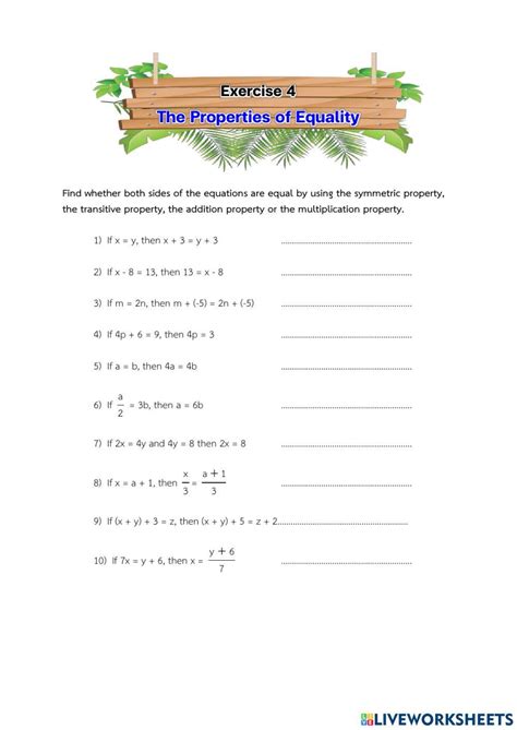 Properties Of Equality Worksheets With Answers - Worksheets Master