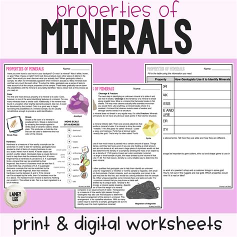 Unlock the Secrets of Earth's Hidden Gems: Properties of Minerals Worksheet Answer Key