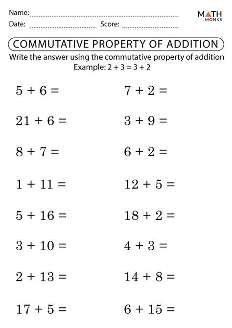 Properties Of Operations Worksheet - Commutative Property Of Addition