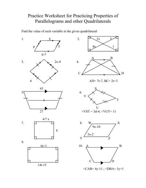 Unleashing the Wonders of Parallelograms: Download Your Free Properties of Parallelograms Worksheet PDF Now!