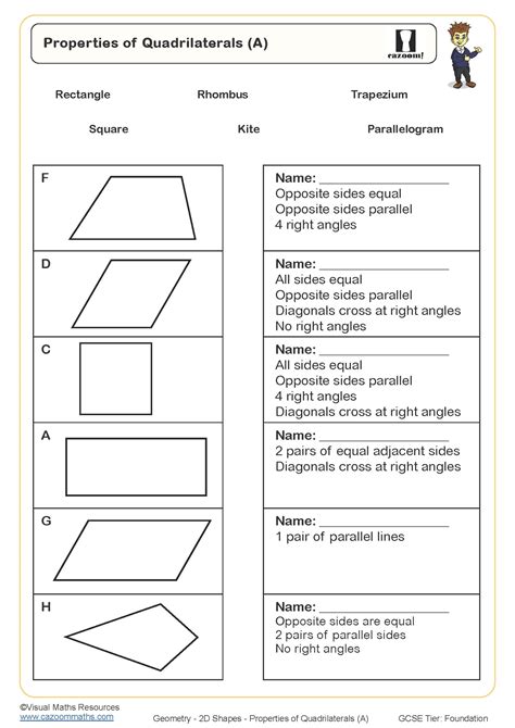Discover the Secrets of Quadrilaterals: Get Your Free Properties of Quadrilaterals Worksheet PDF Today!
