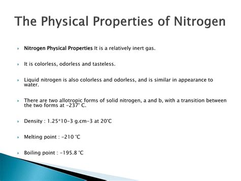 Properties of Nitrogen