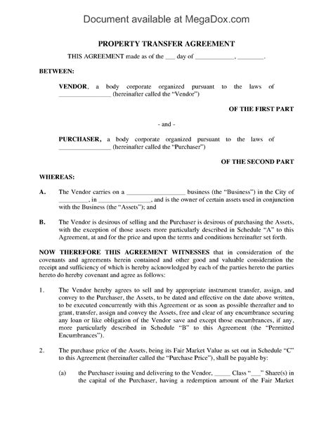 Property Transfer Agreement Template