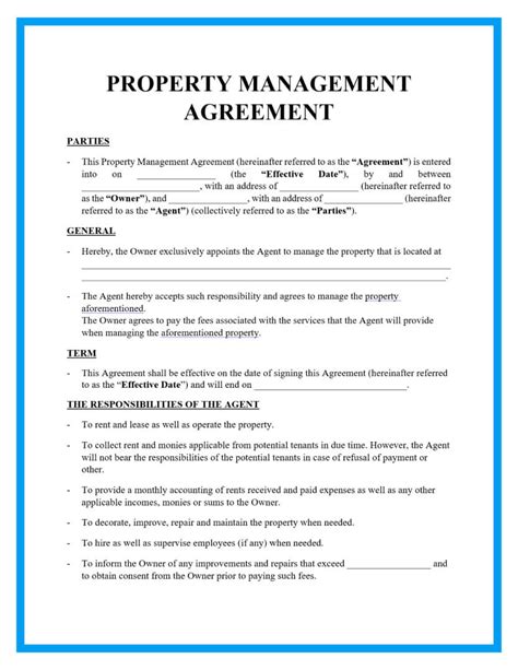 Property Management Contract Template Free
