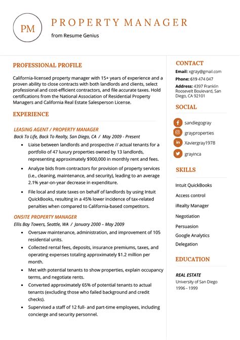 Property Manager Resume