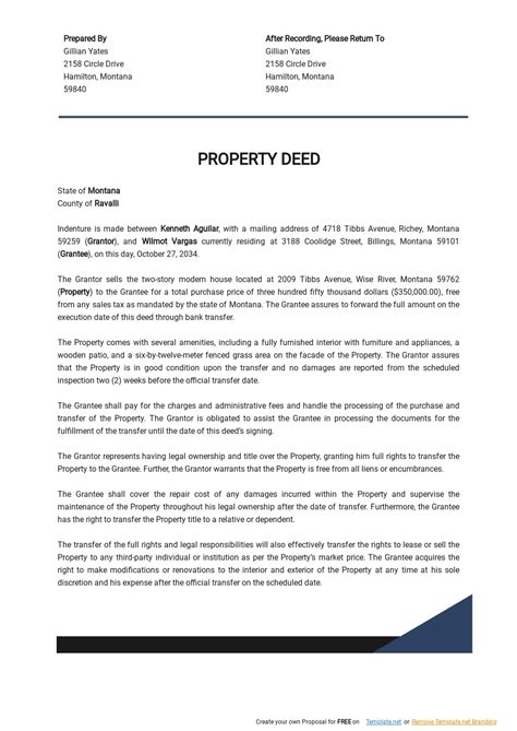 Property Title Deed Template