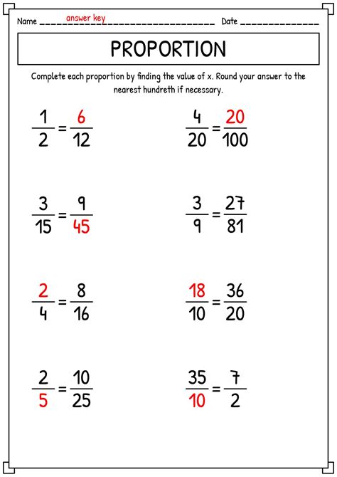 Proportion Worksheets 7th Grade
