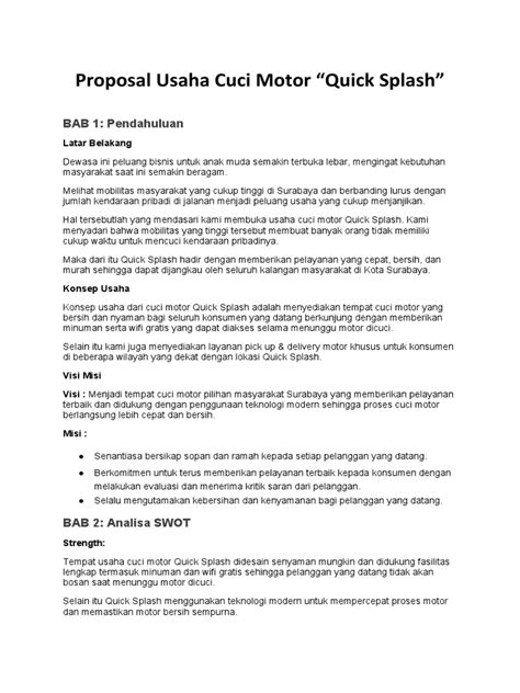 Proposal Usaha Cuci Motor Pdf