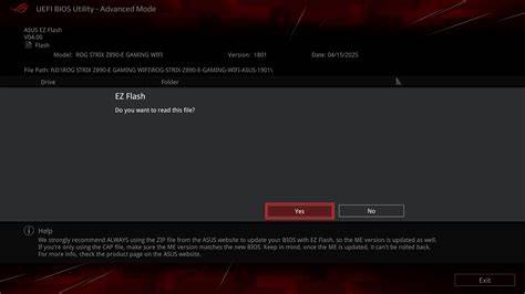 Tampilan ASUS EZ Flash dalam BIOS