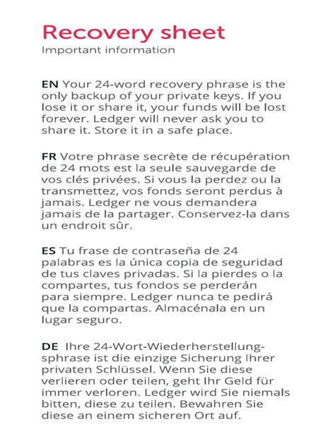 Protecting Your Recovery Sheet