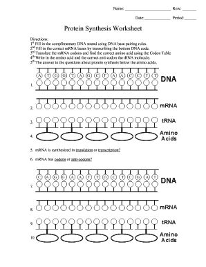 Protein Synthesis Worksheet Form - Fill Out and Sign Printable PDF