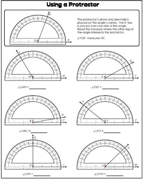 Protractor Worksheets 4th Grade