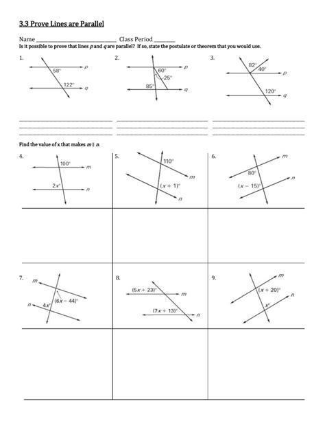 Prove Lines Are Parallel Worksheet