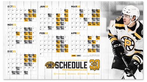 Providence Bruins Printable Schedule