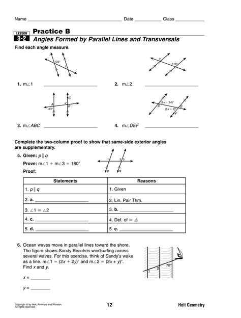 Proving Lines Parallel Worksheet Answers