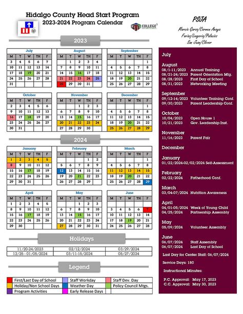 Psja District Calendar