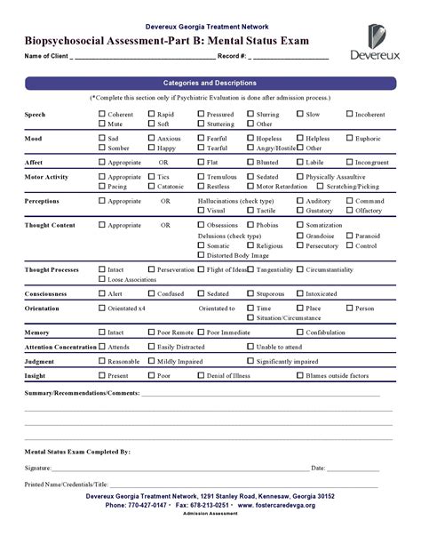 Psychiatric Physical Exam Template