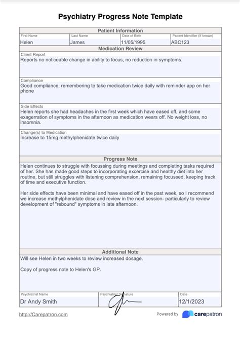 Psychiatry Note Template