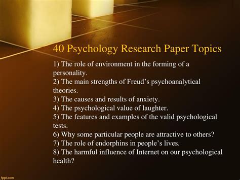 PPT Psychology Research Paper Topics PowerPoint Presentation, free