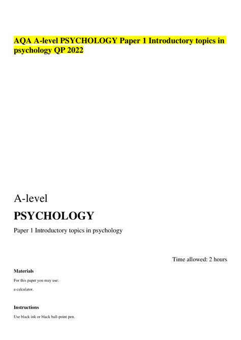 Psychology (Introductory Level)