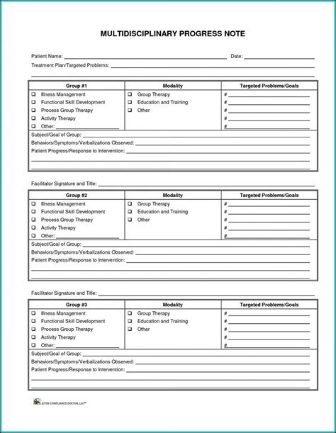 Psychotherapy Progress Note Template