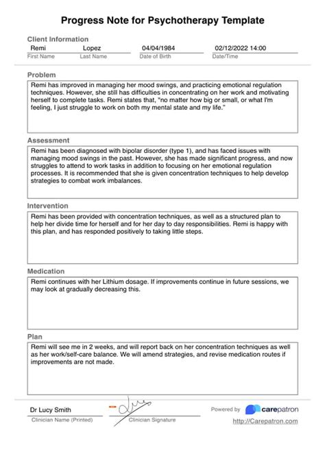 Psychotherapy Progress Note Template Pdf Inspirational Sample