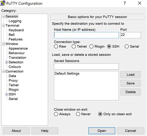 PuTTY Using Establish Connection