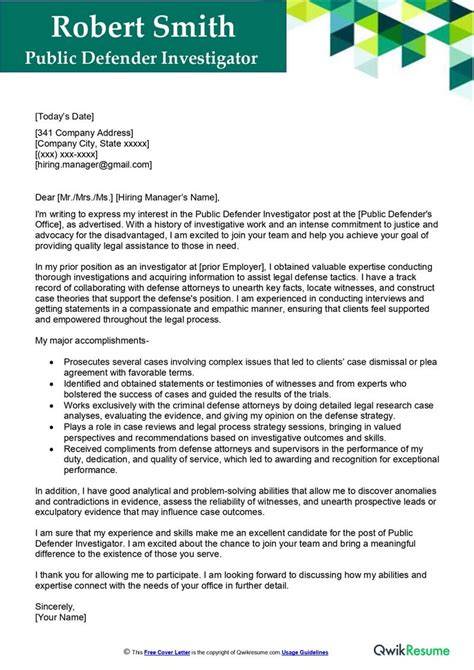 Public Defender Cover Letter