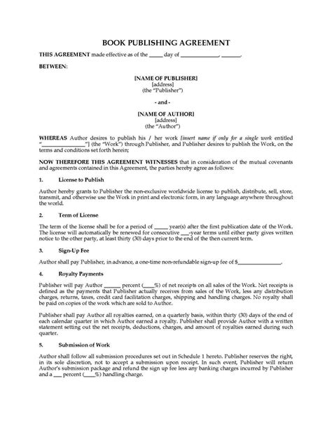 Music Publishing Agreement Template HQ Printable Documents