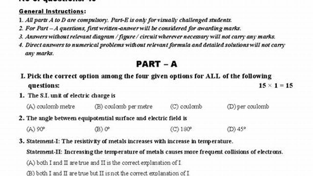 Puc 2nd Year Model Question Paper 2025