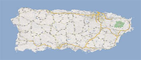 Detailed road map of Puerto Rico with cities. Puerto Rico detailed road